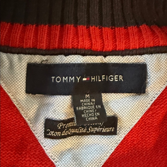Tommy Hilfiger Red Premium Cotton Pullover Sweater. Medium - Picture 3 of 7